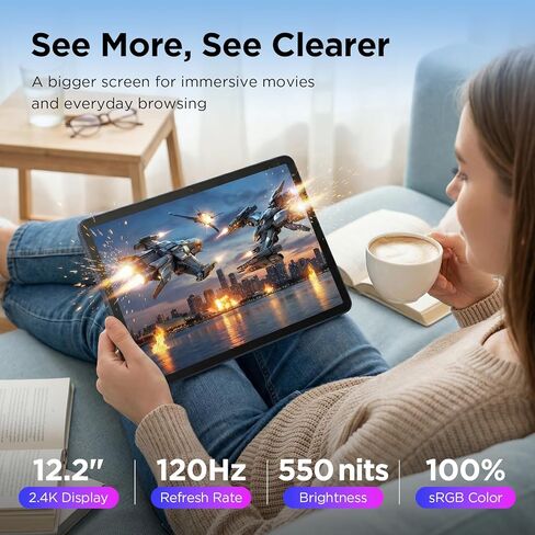 تابلت TCL NXTPAPER 14 Android، لوحة رسم مقاس 14.3 بوصة ودفتر رقمي، قلم شاشة 4096 مستوى وحقيبة قلاب متضمنة، شاشة تشبه الورق، ذاكرة وصول عشوائي 8+8 جيجابايت، تخزين 256 جيجابايت، بطارية 10000 مللي أمبير في الساعة، نوافذ متعددة، رمادي غير لامع in Kuwait