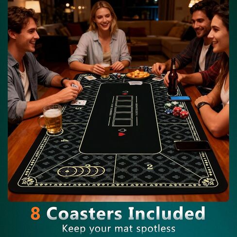 ORIENGEAR Poker Mat 70x35 Inch, 10 Player Poker Table Topper with Non-Slip Rubber Base & Carry Bag, Professional Blackjack Table Top for Texas Holdem, Home Casino Game Nights in Saudi Arabia