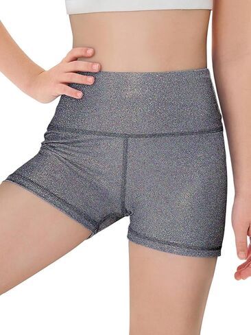 Girls Sparkle Glitter Athletic Shorts Kids High Waist Gymnastics Dance Shorts Tumbling Outfits 5-14 Years Light Purple in Saudi Arabia