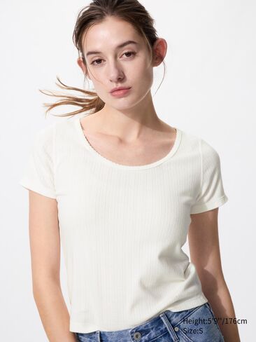 Uniqlo Pointelle Round Neck Mini T-Shirt in Saudi Arabia