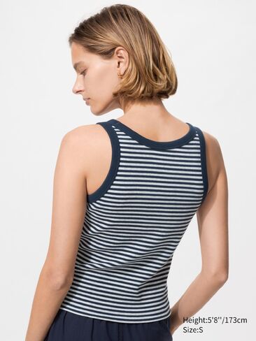 Uniqlo Soft Ribbed Tank Top | Striped in Saudi Arabia