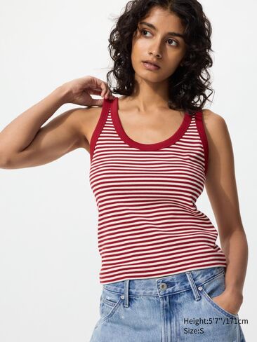 Uniqlo Soft Ribbed Tank Top | Striped in Saudi Arabia