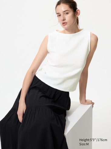 Uniqlo Shirring Boat Neck Sleeveless T-Shirt in Saudi Arabia