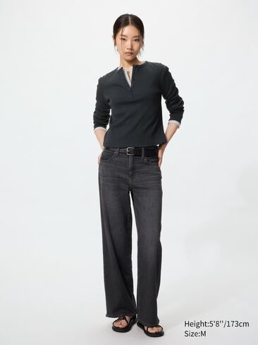 Uniqlo Ribbed Henley Neck T-Shirt in Saudi Arabia
