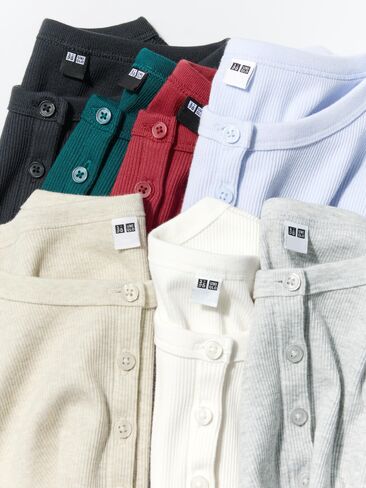 Uniqlo Ribbed Henley Neck T-Shirt in Saudi Arabia