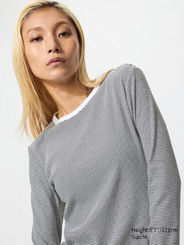 Uniqlo Soft Ribbed T-Shirt | Striped in Saudi Arabia