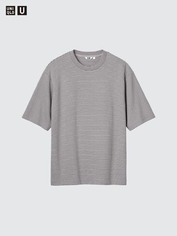 تي شيرت مخطط كبير الحجم من القطن من Uniqlo AIRism in Saudi Arabia