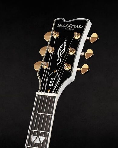 جيتار كهربائي WestCreek 333، جيتار كهربائي لموسيقى الجاز شبه مجوف، التقاطات ألنيكو هامبوكر، لوح فريتس من خشب الورد، رقبة من خشب القيقب، أطراف مستديرة، جسم من خشب القيقب، حجم كامل (أسود فارغ) in Kuwait