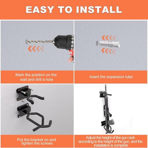 Gun Rack for Wall-6 Slots, Heavy Duty Steel Indoor Gun Racks, Wall Gun Racks with Impact Resistant Cotton Sleeve, Ideal for Gun Rooms, Home Garage or Closets in Saudi Arabia