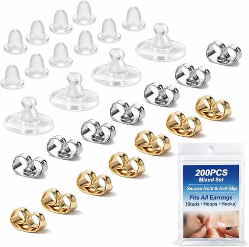 1400PCS Clear Silicone Earring Backs – Soft & Invisible Rubber Stoppers for Studs, Hoops & Hooks, Replacement Earring Backings with Storage Box in Kuwait