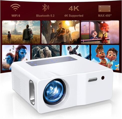 جهاز عرض بلوتوث واي فاي 1080P 5G أصلي، جهاز عرض أفلام خارجي محمول عالي الدقة بالكامل، يدعم 4K، جهاز عرض فيديو 450 بوصة للمسرح المنزلي، متوافق مع هاتف ذكي TV Stick/HDMI/USB (أبيض) in Kuwait