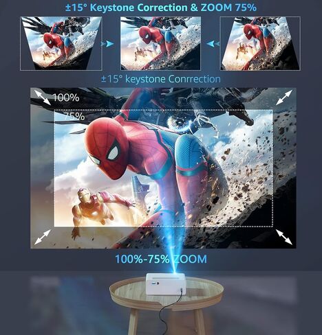 جهاز عرض بلوتوث واي فاي 1080P 5G أصلي، جهاز عرض أفلام خارجي محمول عالي الدقة بالكامل، يدعم 4K، جهاز عرض فيديو 450 بوصة للمسرح المنزلي، متوافق مع هاتف ذكي TV Stick/HDMI/USB (أبيض) in Kuwait