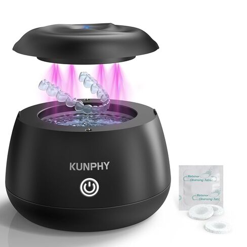 KUNPHY 2026 آلة تنظيف التجنيب بالموجات فوق الصوتية، جراب تنظيف الأسنان 48 كيلو هرتز للأقواس، الحرس الليلي، واقي الفم، فرشاة الأسنان، المجوهرات، آلة تنظيف أطقم الأسنان 7 أونصة in Kuwait