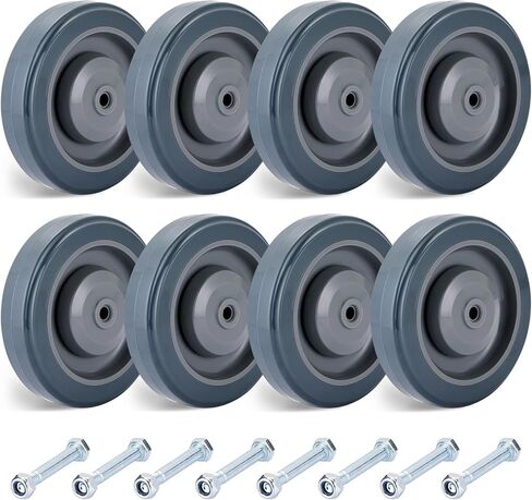 8 Pack Shopping Cart Casters Replacement, 5-inch Diameter Cart Wheels with Axles Bolts, Silent Supermarket Caster (Grey) in Saudi Arabia