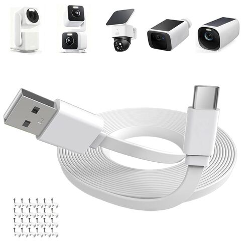 كابل شحن بطول 25 قدمًا لكاميرا WYZE Duo Cam Pan، WYZE Cam Pan v4، eufy SoloCam S340/S220، C210، eufyCam 3/S330، 3C/S300، كابل مسطح من النوع C، سلك تمديد USB C لإمداد طاقة الكاميرا المستمر - قطعتان in Kuwait