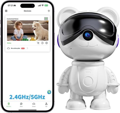 Dzcctvipc-Cute Bear-2K Wireless-Smart Robot-Home Security - Camera,Nanny & Pet Motion Monitor,Baby Cry Detection Alarm,Privacy Mode,5G Dual-Band,PanTilt,Full HD Night Vision,24/7 Recording,2-Way Audio in Saudi Arabia