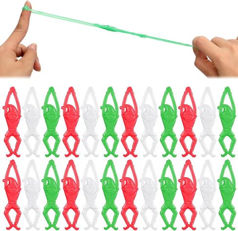 24 Pack Christmas Stretchy Flying Santa Claus Finger Slingshot Catapult Toys Holiday Stocking Stuffers Christmas sticky toys bulk for Flying Games Xmas Party favors in Saudi Arabia