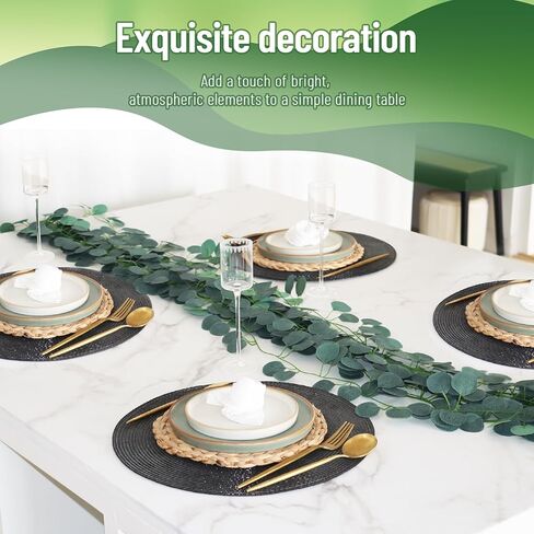 Artificial Eucalyptus Vines Garland for Table Room Decor(9 Pack 60ft) Faux Greenery Leaves Spring Fake Silver Dollar Runner for Wedding Christmas Home Bedroom Party Fireplace Mantle Wall in Saudi Arabia