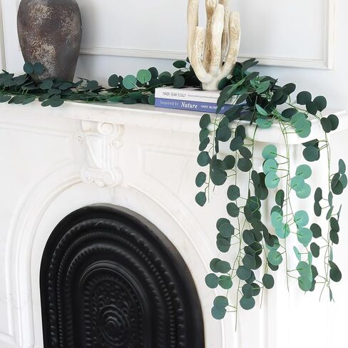 Artificial Eucalyptus Vines Garland for Table Room Decor(9 Pack 60ft) Faux Greenery Leaves Spring Fake Silver Dollar Runner for Wedding Christmas Home Bedroom Party Fireplace Mantle Wall in Saudi Arabia