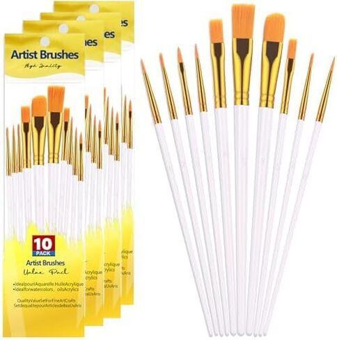 40Pcs Blue Mixed Set of Paint Brush for Acrylic, Oil, and Watercolor Painting, Nylon Hair Brushes for Art Projects and Detailing in Saudi Arabia
