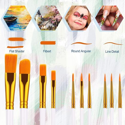 40Pcs Blue Mixed Set of Paint Brush for Acrylic, Oil, and Watercolor Painting, Nylon Hair Brushes for Art Projects and Detailing in Saudi Arabia