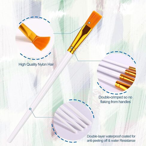 40Pcs Blue Mixed Set of Paint Brush for Acrylic, Oil, and Watercolor Painting, Nylon Hair Brushes for Art Projects and Detailing in Saudi Arabia