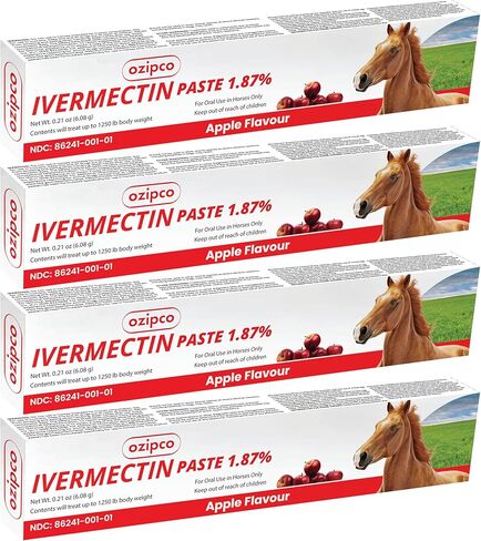IVERMECTIN 1.87 ٪ معجون الحصان - أنبوب Apple Flavor 6.08G - صفقة للخيول التي تصل إلى 1250 رطلاً (حزمة - 3) in Kuwait