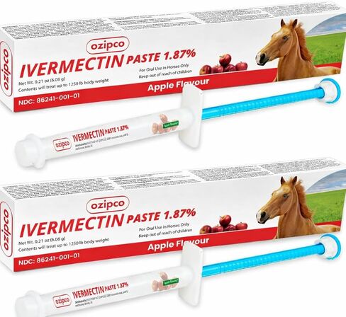 IVERMECTIN 1.87 ٪ معجون الحصان - أنبوب Apple Flavor 6.08G - صفقة للخيول التي تصل إلى 1250 رطلاً (حزمة - 3) in Kuwait