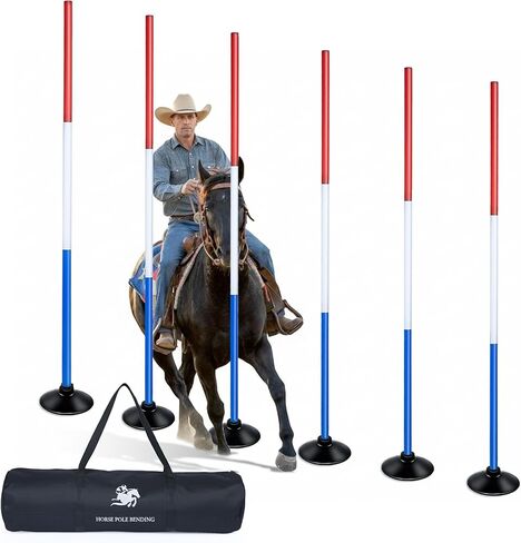inoreal 6 Pcs Horse Pole Bending Poles with Weighted Base, Adjustable Equestrian Sports Training Equipment for Horses in Saudi Arabia