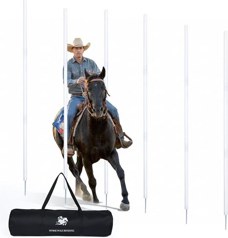 inoreal 6 Pcs Horse Pole Bending Poles with Weighted Base, Adjustable Equestrian Sports Training Equipment for Horses in Saudi Arabia