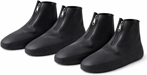 Zip Closure Waterproof Shoe Covers for Rain 2 Pairs – Reusable Silicone Overshoes for Men Women – Non Slip, Foldable, Washable Galoshes Shoe Protectors in Saudi Arabia