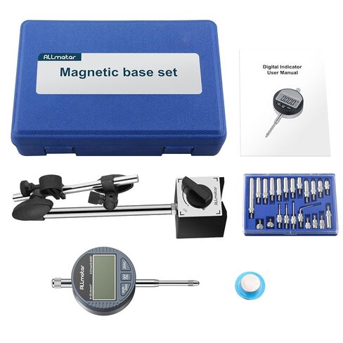 ALLmeter Dial Test Indicator 90lbs (40kg) Max Pull Magnetic Base Stand 0-0.03"/0.0005"Test Indicator Dial Indicator,3 Adjustable Joints 3/8 Inch (9.52mm) Clamping Hole for Machine Set-Up,Narrow Area in Saudi Arabia