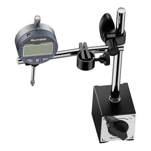 ALLmeter Dial Test Indicator 90lbs (40kg) Max Pull Magnetic Base Stand 0-0.03"/0.0005"Test Indicator Dial Indicator,3 Adjustable Joints 3/8 Inch (9.52mm) Clamping Hole for Machine Set-Up,Narrow Area in Saudi Arabia
