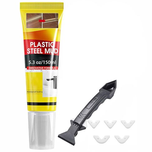 XIRUJNFD Multifunctional Waterproof White Caulk with Scraper, 120ml Plastic Steel Repair Adhesive for Kitchen Bathroom, Stronger Adhesion Sealant for Window Toilet Sink, Quick-Drying (1 Set) in Saudi Arabia