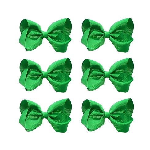 6 PCS 6" Hair Bows for Girls Alligator Clips Grosgrain Ribbon Solid Color Hair Accessories Toddler Bows for Girls Kids(White, 6 Count) in Saudi Arabia