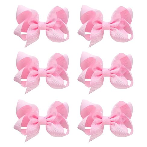 6 PCS 6" Hair Bows for Girls Alligator Clips Grosgrain Ribbon Solid Color Hair Accessories Toddler Bows for Girls Kids(White, 6 Count) in Saudi Arabia