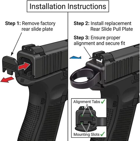 GOTICAL - لوحة سحب منزلق خلفي لجميع طراز Glock GEN 1-5 حامل منزلق يساعد على حلقة اللوحة الخلفية G17 19 22 23 32 in Saudi Arabia