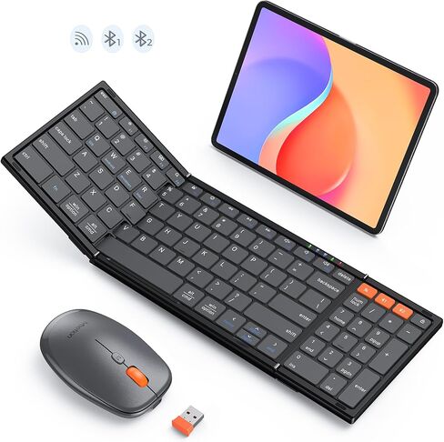 MEETION Ergonomic Foldable Keyboard and Mouse, Portable Bluetooth Keyboard and Mouse for Business Travel, Ultra-Thin Folding Wireless Keyboard Mouse for Windows/Mac/iOS/Andriod, C9880 in Saudi Arabia