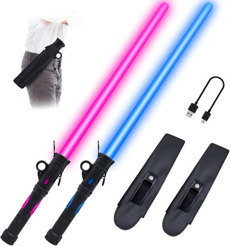 لعبة السيف الخفيفة للأطفال ، مجموعة سيف خفيفة قابلة لإعادة الشحن ، 2 حزمة LED SABERS مزدوجة مع مقطع حزام لمحاربين مقاتلين حرب GALAXY ، هدية هالوين ، هدية طفل الحفلات ، عيد ميلاد عيد الميلاد in Saudi Arabia