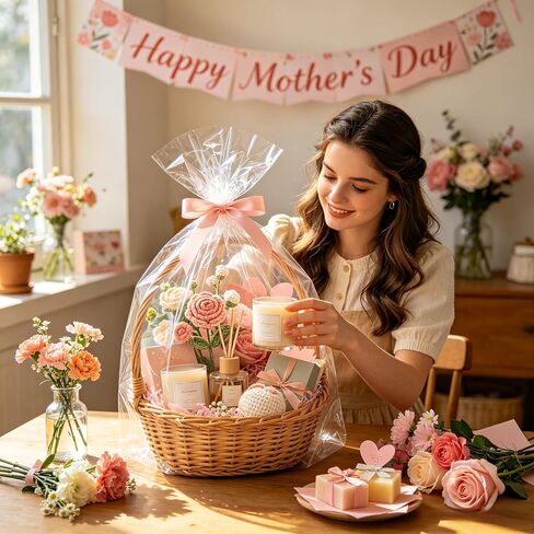 نبلوكس السيلوفان غلاف لأكياس سلال الهدايا 10 أكياس هدايا بلاستيكية واضحة لعيد عيد ميلاد حفل زفاف التخرج (24 × 30in) in Kuwait