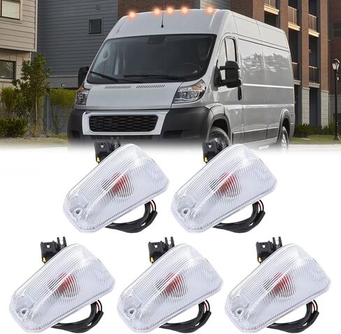 5PCS Cab Roof Top Marker Lights, Compatible with 2014-2023 Dodge Ram ProMaster 1500 2500 3500 Front Roof Running Lamps Amber Halogen Lamp, Replaces# 68232473AA, 68232473AB, 68232473AC, 68232473AD in Saudi Arabia