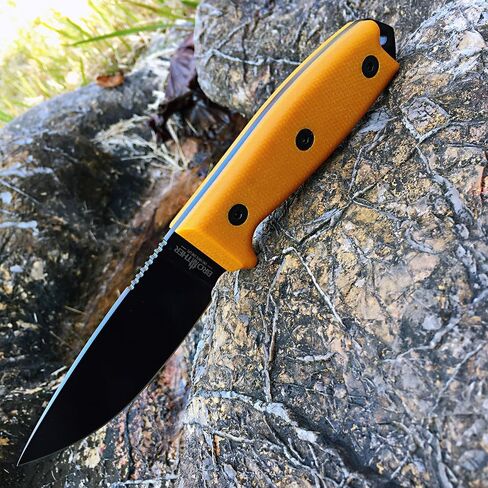 سكاكين Watchman F016 ذات نصل ثابت D2 مع غمد، سكين صيد تانغ كامل مع سكين صيد غمد كيديكس مع مقبض ميركارتا للتخييم والبقاء على قيد الحياة وصيد الأسماك (أسود) in Kuwait