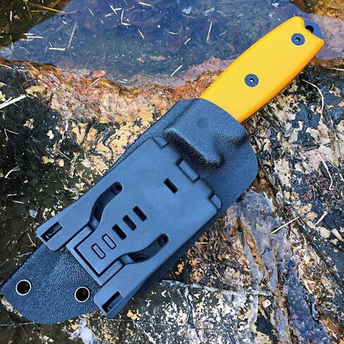 سكاكين Watchman F016 ذات نصل ثابت D2 مع غمد، سكين صيد تانغ كامل مع سكين صيد غمد كيديكس مع مقبض ميركارتا للتخييم والبقاء على قيد الحياة وصيد الأسماك (أسود) in Kuwait