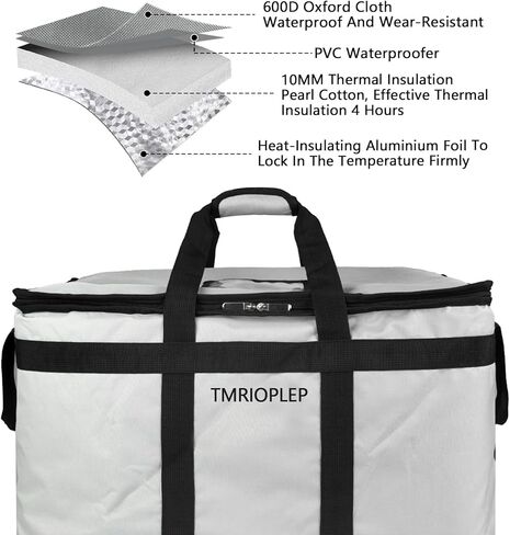 Tmrioplep Food Distribution Insulated Bag, Insulated Cold Meal Bag with Attached Bottom and Divider for Hot and Cold Food Outside (Partitioned, Grye) in Saudi Arabia