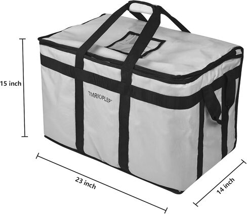 Tmrioplep Food Distribution Insulated Bag, Insulated Cold Meal Bag with Attached Bottom and Divider for Hot and Cold Food Outside (Partitioned, Grye) in Saudi Arabia