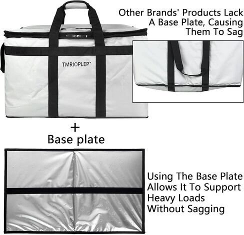 Tmrioplep Food Distribution Insulated Bag, Insulated Cold Meal Bag with Attached Bottom and Divider for Hot and Cold Food Outside (Partitioned, Grye) in Saudi Arabia