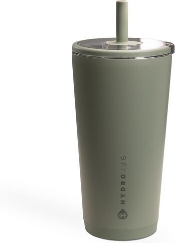 كوب HydroJug للاستخدام اليومي سعة 14 أونصة - كوب معزول مبطن بالسيراميك مع قش وغطاء ناعم الملمس، صديق لحامل الأكواب، عزل فراغ مزدوج الجدار، كوب سفر قابل لإعادة الاستخدام - أحمر الخريجين in Kuwait