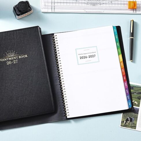2026 Appointment Book & Planner - 2026 Daily Hourly Planner, 8.5" x 11", Jan 2026 - Dec 2026, 2026 Weekly Appointment Book, Planners with Colorful Tabs, Leather Cover, 15-Minute Interval - Black in Saudi Arabia