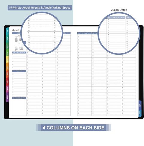 2026 Appointment Book & Planner - 2026 Daily Hourly Planner, 8.5" x 11", Jan 2026 - Dec 2026, 2026 Weekly Appointment Book, Planners with Colorful Tabs, Leather Cover, 15-Minute Interval - Black in Saudi Arabia