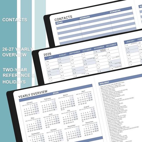 2026 Appointment Book & Planner - 2026 Daily Hourly Planner, 8.5" x 11", Jan 2026 - Dec 2026, 2026 Weekly Appointment Book, Planners with Colorful Tabs, Leather Cover, 15-Minute Interval - Black in Saudi Arabia